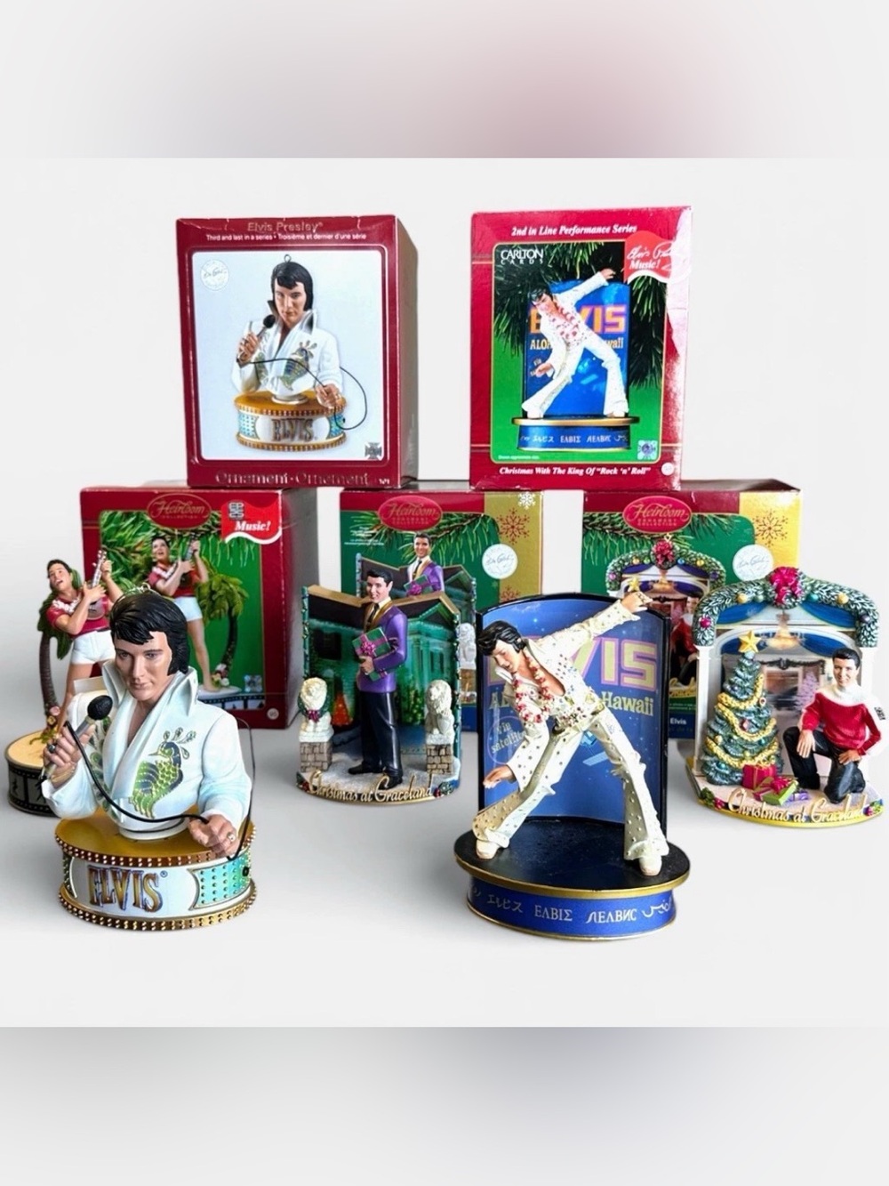 Carlton Cards Elvis Presley Musical Ornament LOT of 5 Heirloom Series w Boxes